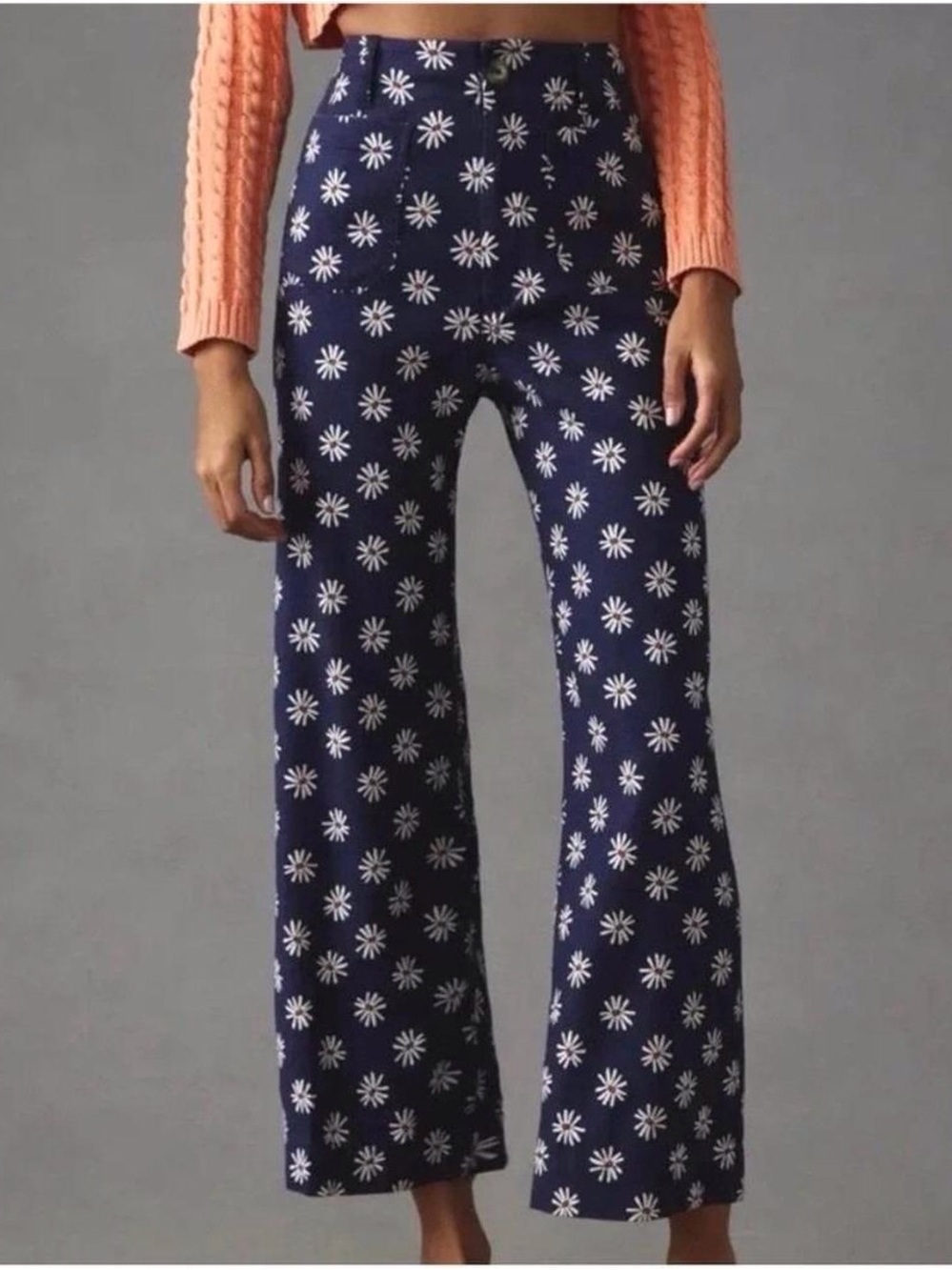 Maeve by Anthropologie The Collette Daisy Print Wide-Leg Cropped Pants